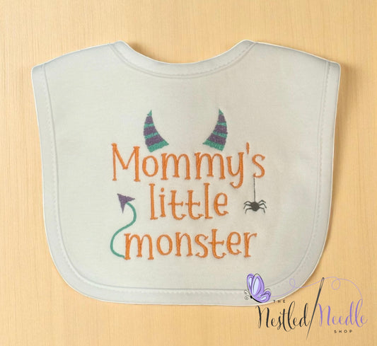 Boy “Mommy’s Little Monster” Halloween Baby Bib