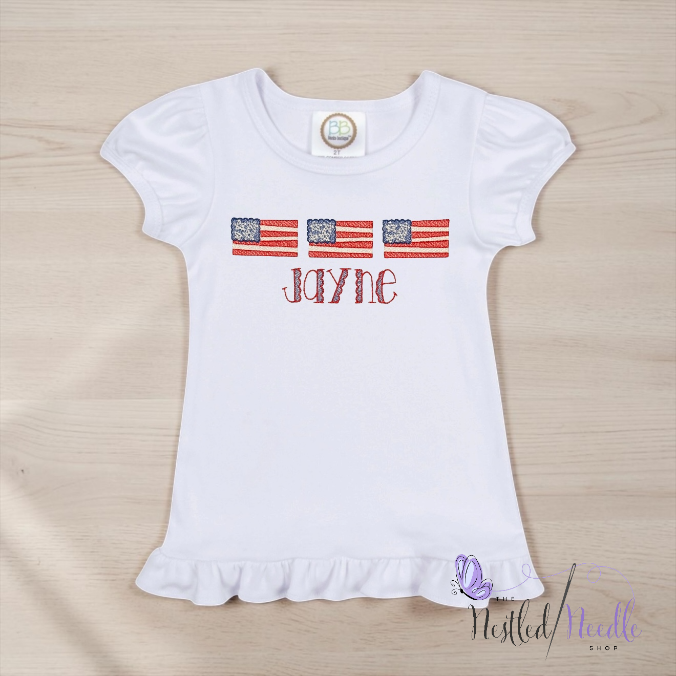 Girl Personalized American Flag Trio