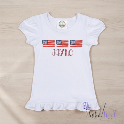 Girl Personalized American Flag Trio