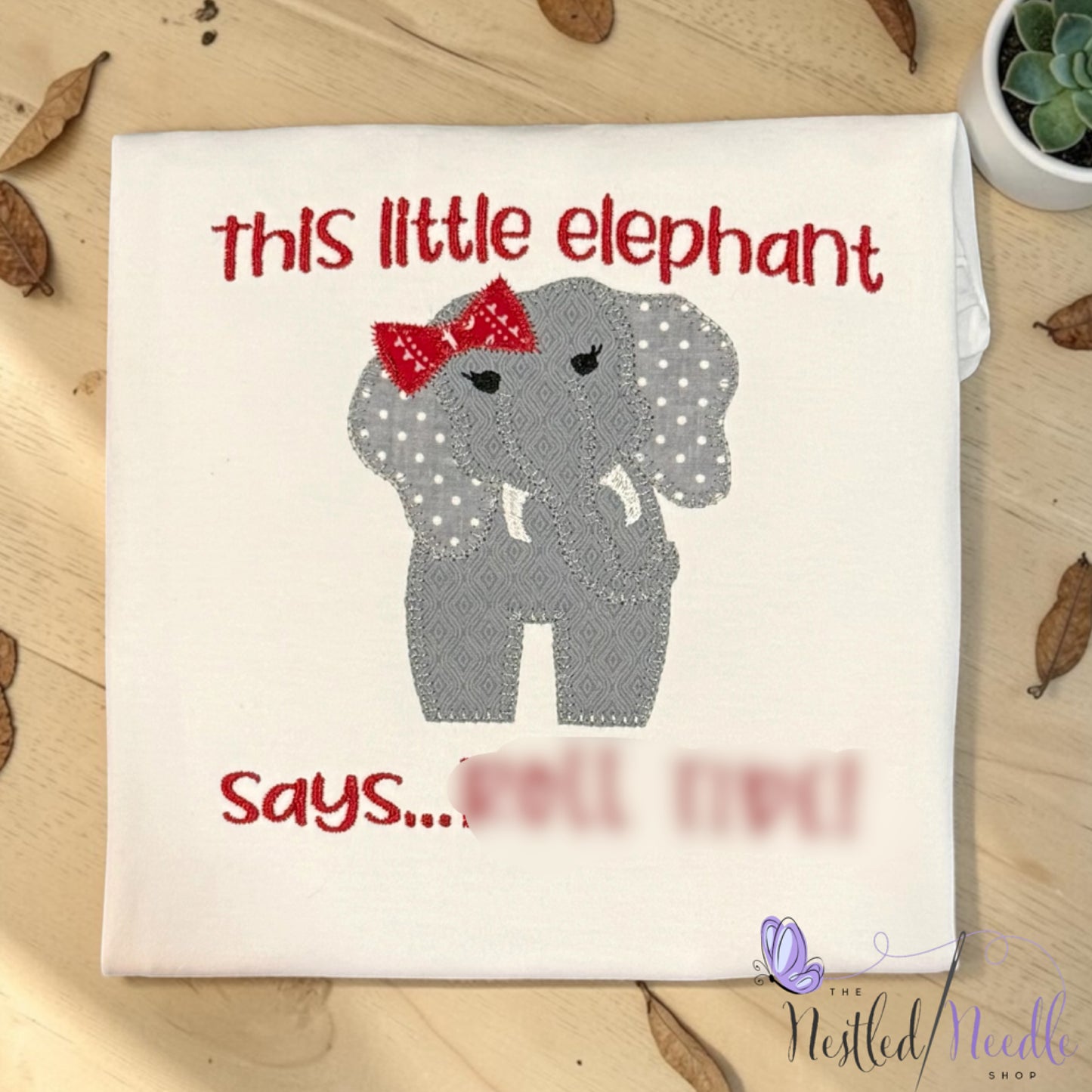 Girl ELEPHANT Appliqué Embroidered Top
