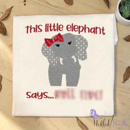 Girl ELEPHANT Appliqué Embroidered Top