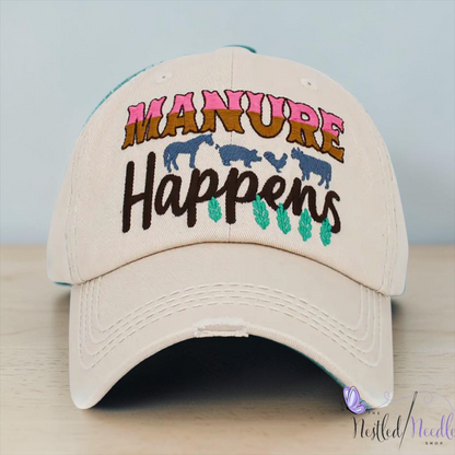 Women’s "Manure Happens" Vintage Style Cap