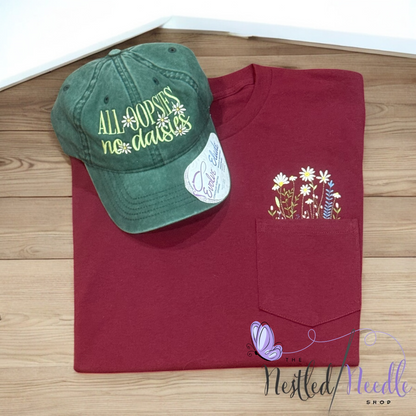 Women's Daisies & Flowers Monogrammed Pocket Tee