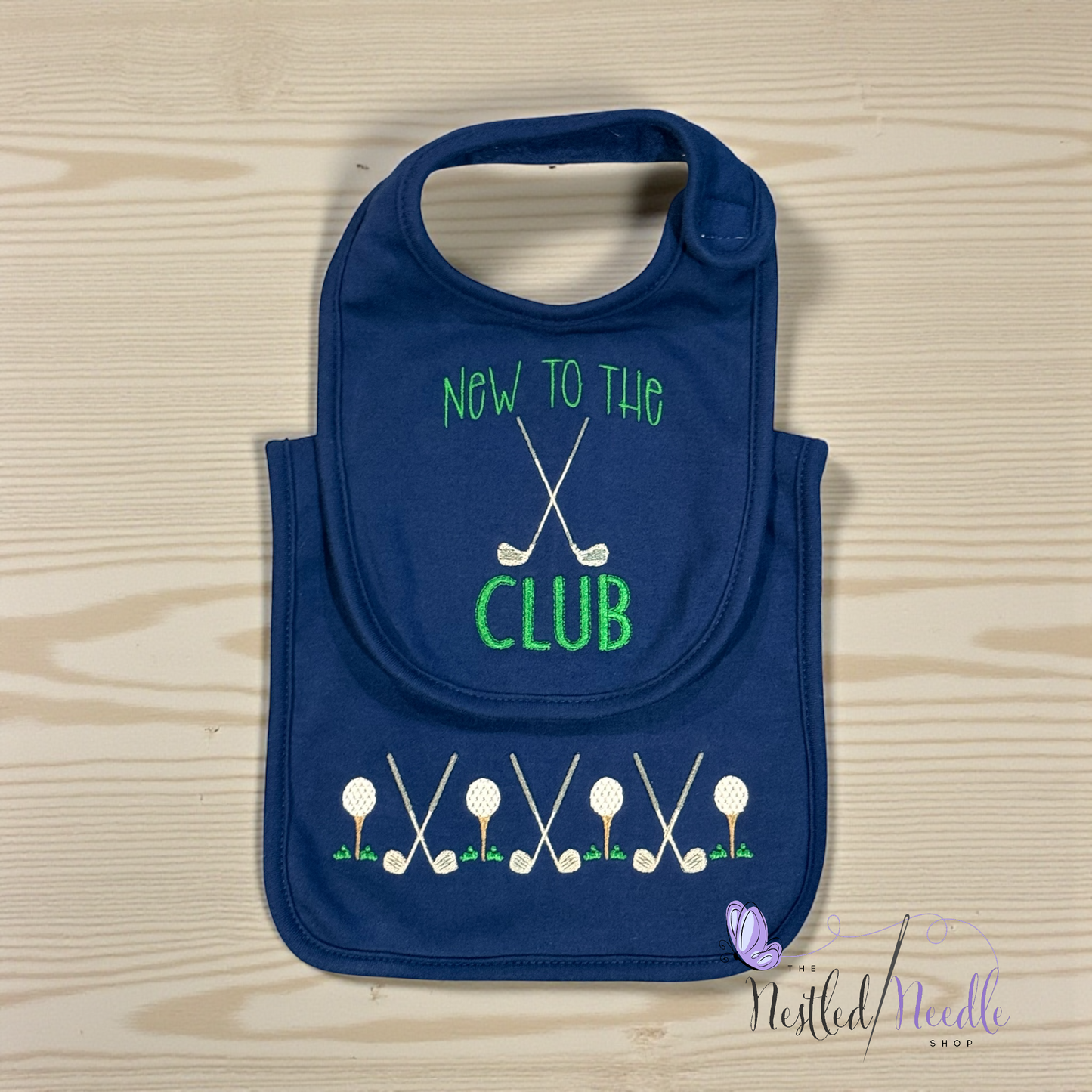 Boy Golf Themed Baby Bib & Burp Cloth Set