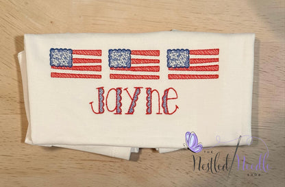 Girl Personalized American Flag Trio