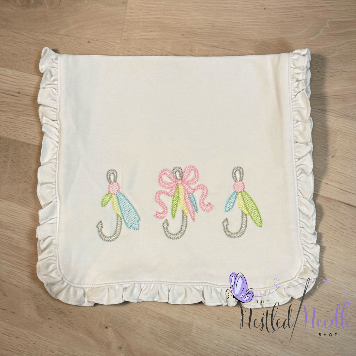 Daddy’s Girl Fishing Lures Ruffle Bib and Burp Cloth Set