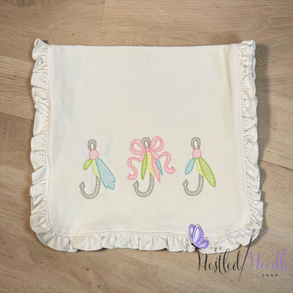 Daddy’s Girl Fishing Lures Ruffle Bib and Burp Cloth Set