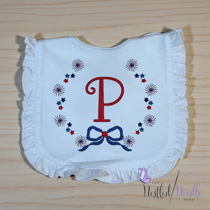 Girl Patriotic Personalized Ruffle Baby Bib