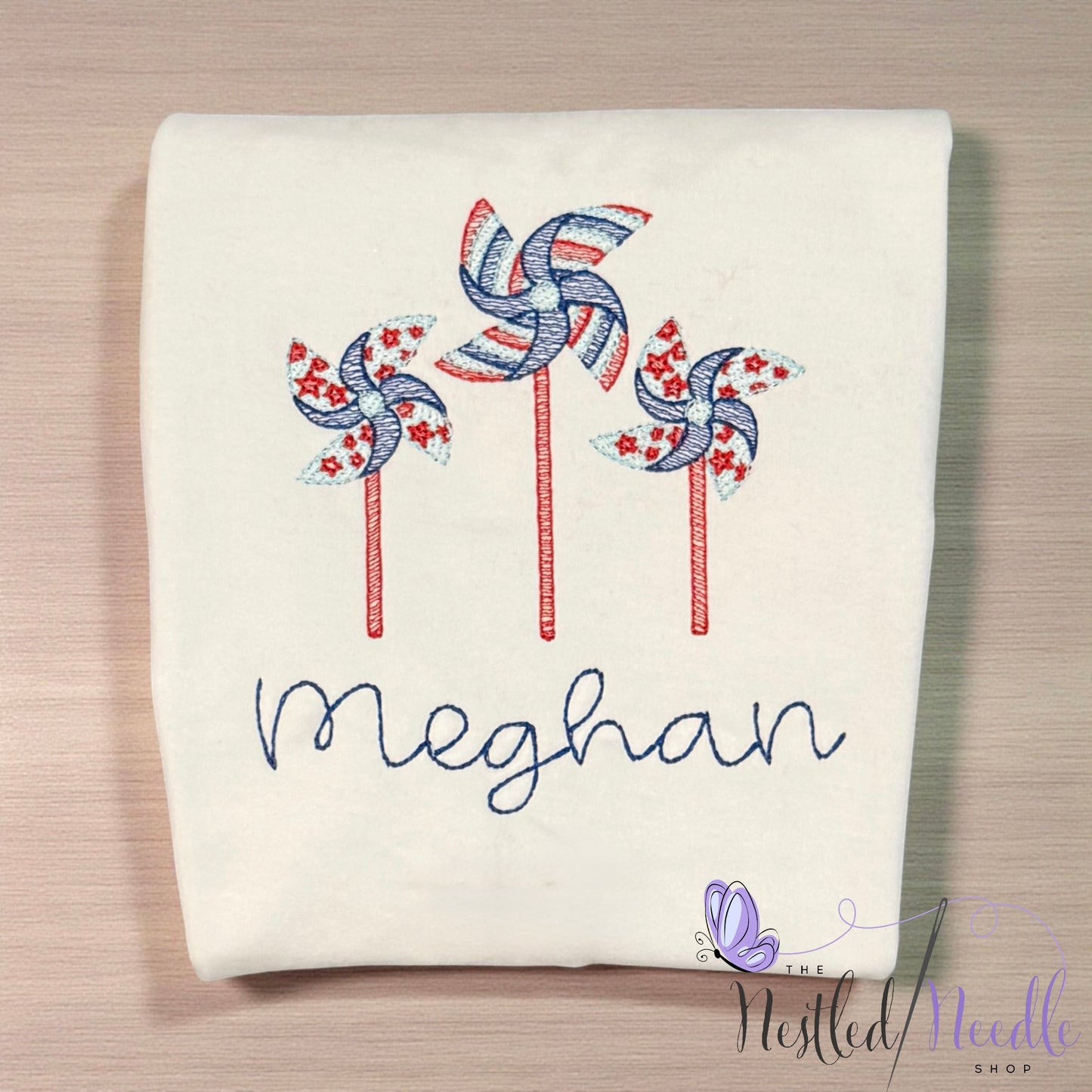 Girl Personalized RWB Patriotic Pinwheels