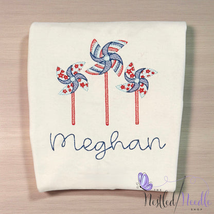 Girl Personalized RWB Patriotic Pinwheels