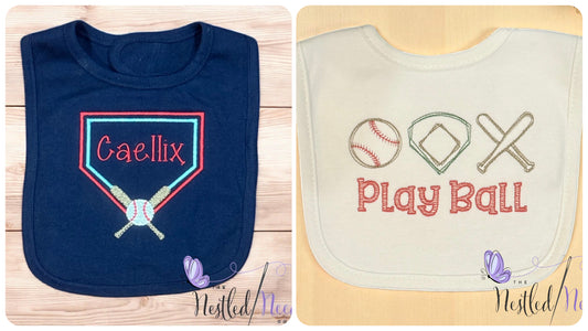Boy Baseball Themed Baby Bib Set