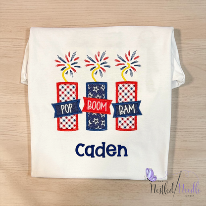 Boy Personalized Firecracker Trio Appliqué Top