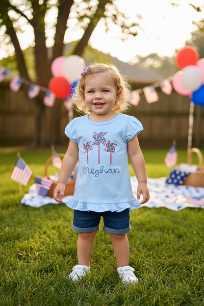 Girl Personalized RWB Patriotic Pinwheels