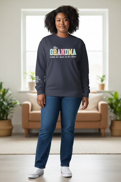 Women's “This Grandma Wears Her Heart on Her Sleeve” Personalized Tee/Sweatshirt