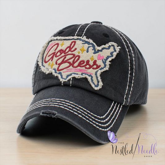 Women’s "God Bless America" Patch Vintage Washed Cap