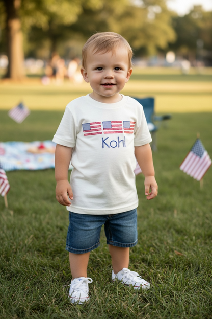 Boy Personalized American Flag Trio