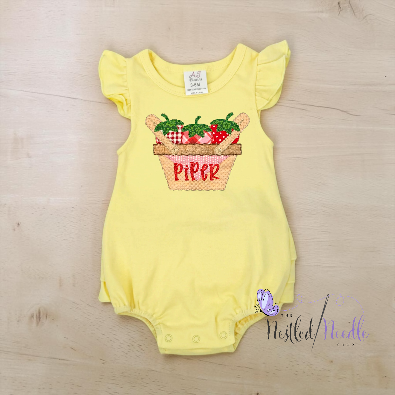 Girl Personalized Strawberry Basket Appliqué