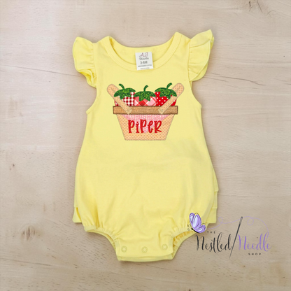 Girl Personalized Strawberry Basket Appliqué