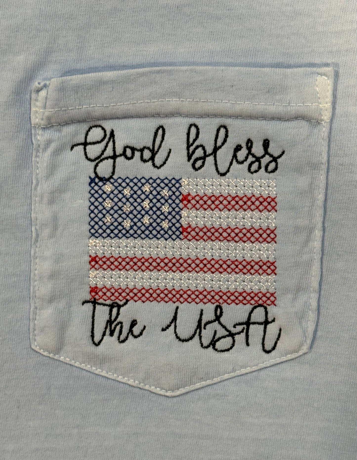 Women's Patriotic American Flag Pocket Tee