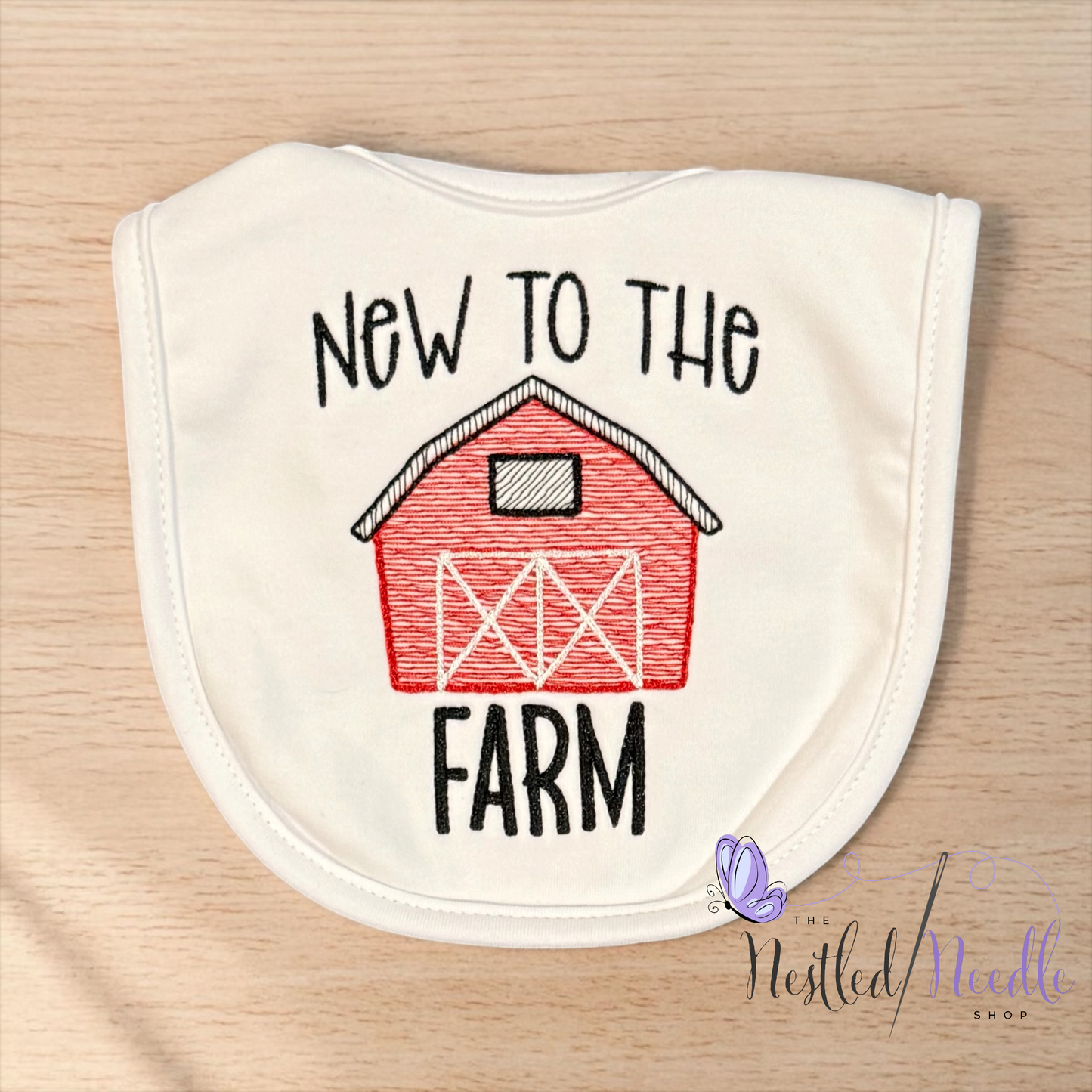 Boy Farm Themed Baby Bib & Burp Cloth Set
