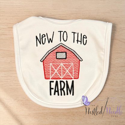 Boy Farm Themed Baby Bib & Burp Cloth Set