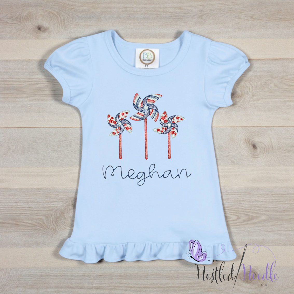 Girl Personalized RWB Patriotic Pinwheels