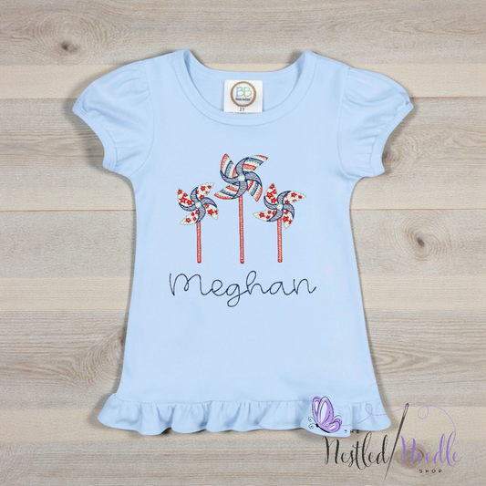 Girl Personalized RWB Patriotic Pinwheels