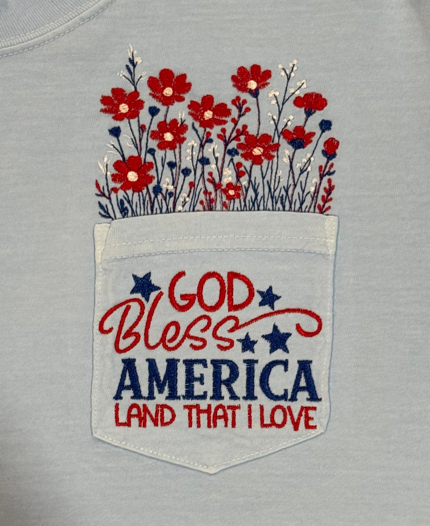 Women's Patriotic Floral Pocket Tee
