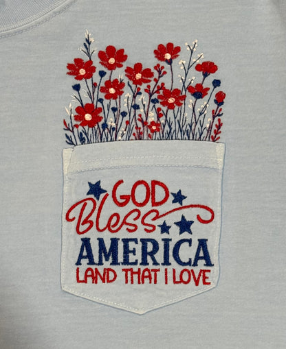 Women's Patriotic Floral Pocket Tee