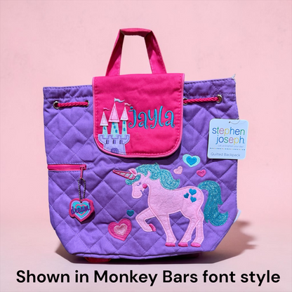 Stephen Joseph UNICORN & CASTLE Quilted Backpack