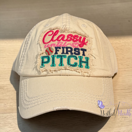 Women’s "Classy Until First Pitch" Baseball Vintage Style Cap