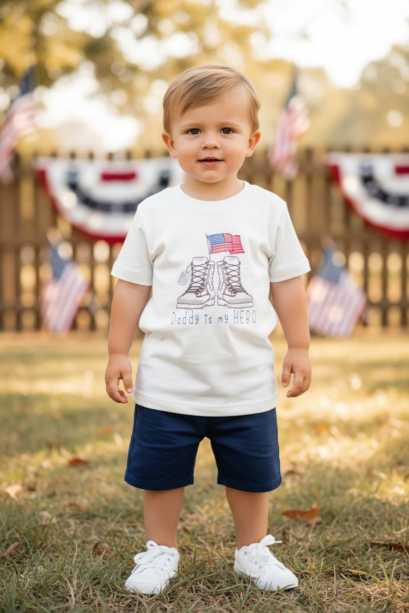 Boy Personalized “Daddy is My HERO” Patriotic Army Boots