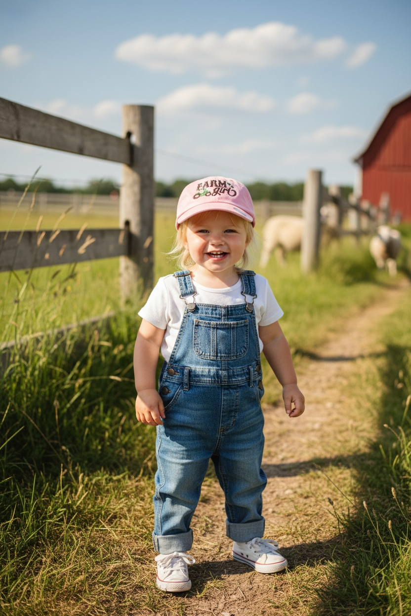 Infant Toddler Kid Personalized Pink FARM GIRL Cap