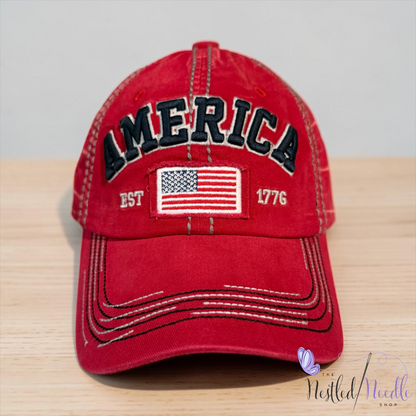 Women’s "America" Patriotic Vintage Style Cap