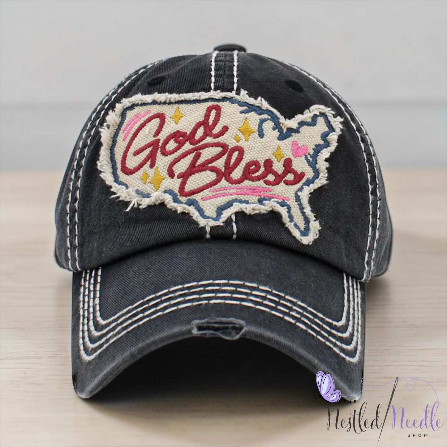 Women’s "God Bless America" Patch Vintage Washed Cap