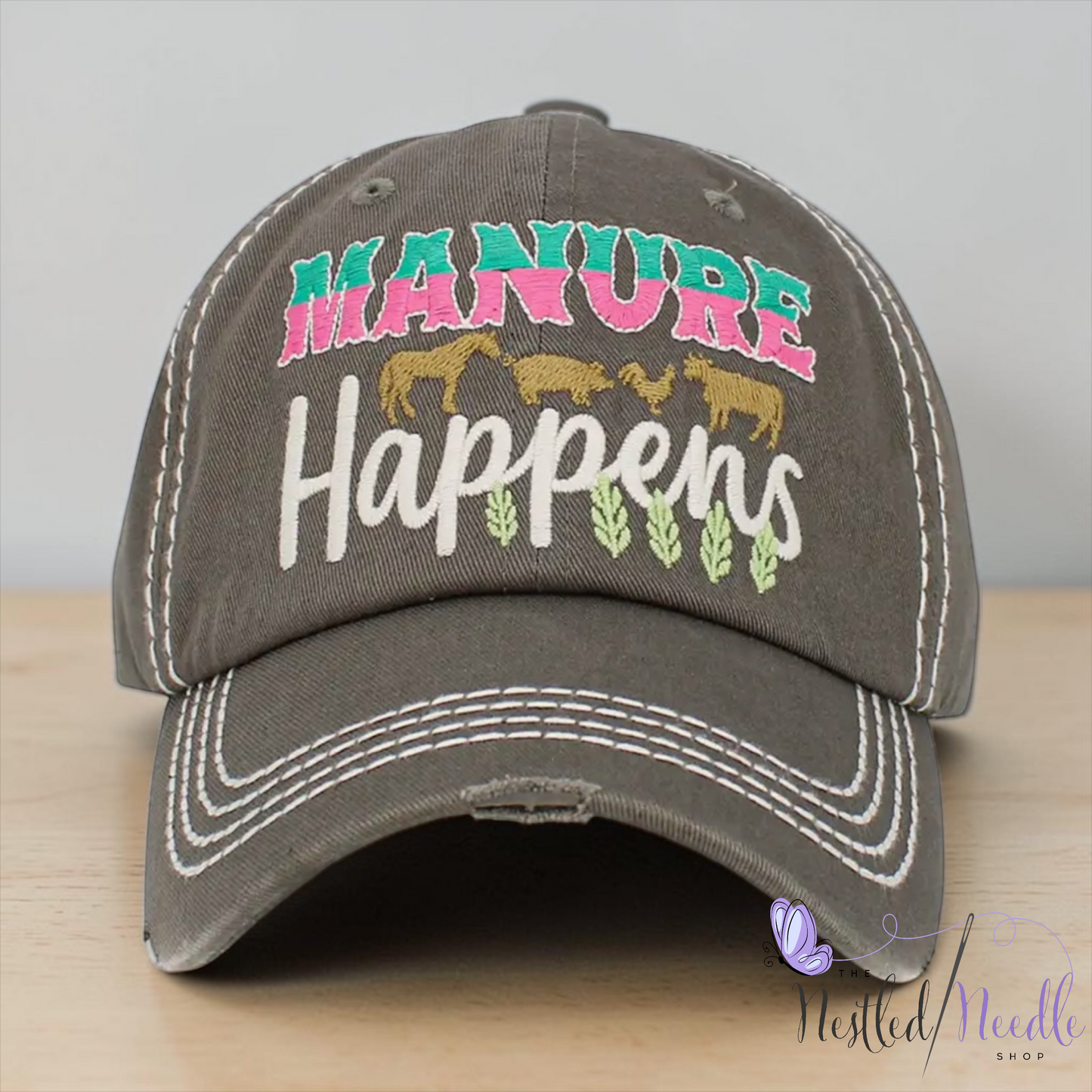 Women’s "Manure Happens" Vintage Style Cap