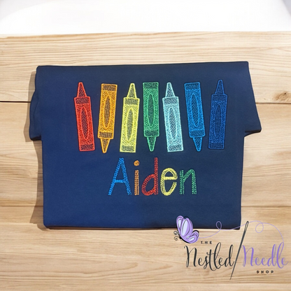 Boy Personalized Row of Crayons Shirt