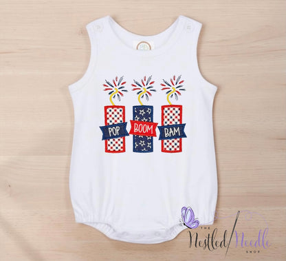 Boy Personalized Firecracker Trio Appliqué Top