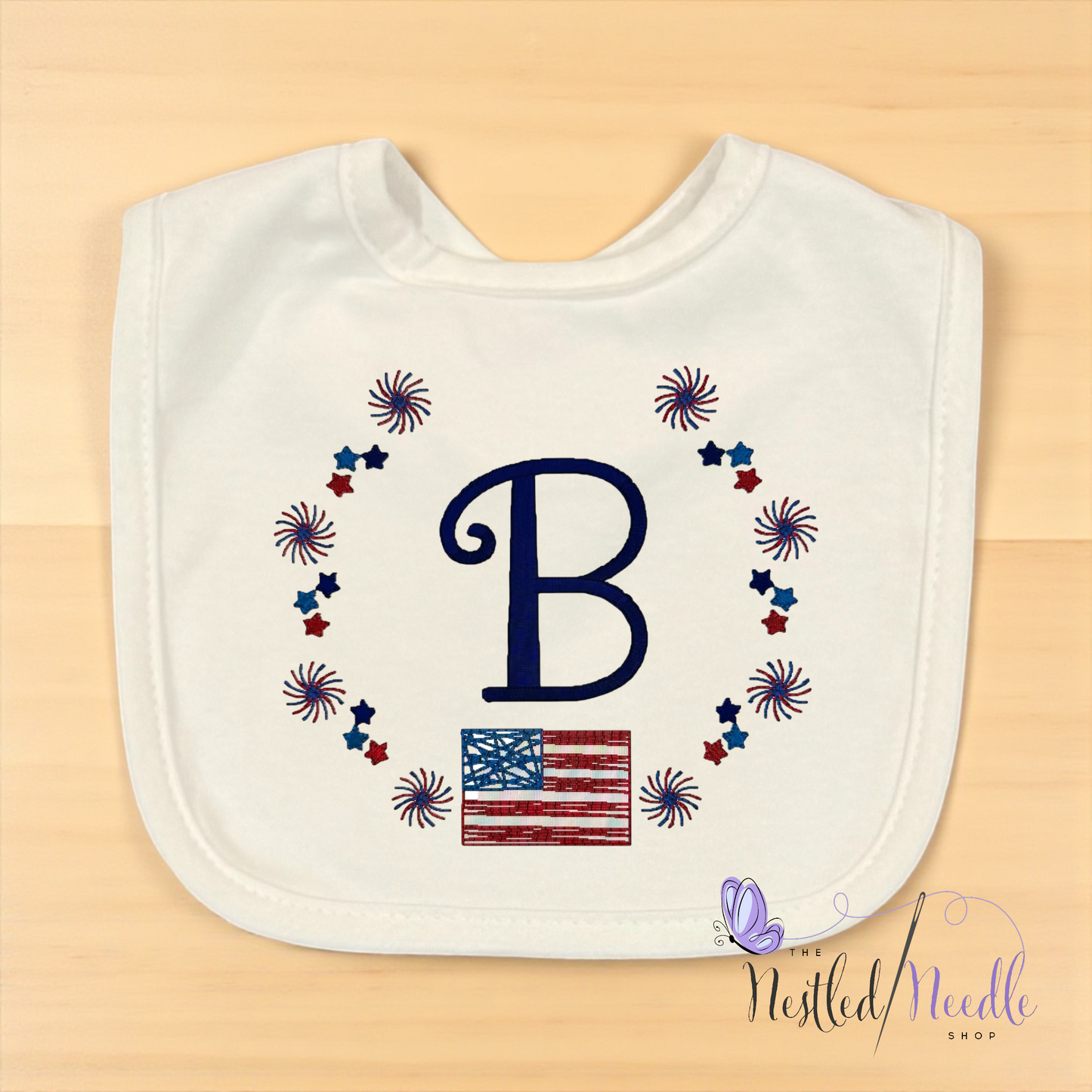 Boy Personalized Patriotic American Flag Baby Bib