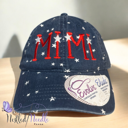 Women's Personalized Stars "MIMI, NONNA, NANA, GRAMMY, MAMA, MOM, YAYA, GIGI" Cap