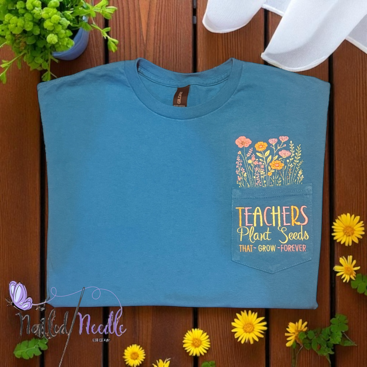 Women's "Teachers Plant Seeds That Grow Forever" Pocket Tee