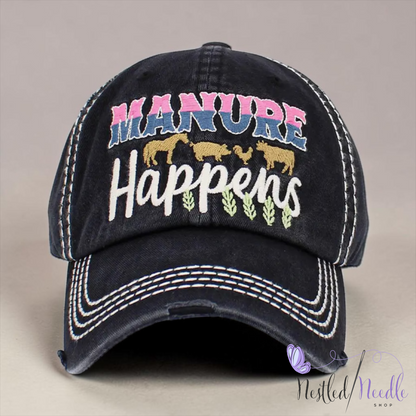 Women’s "Manure Happens" Vintage Style Cap