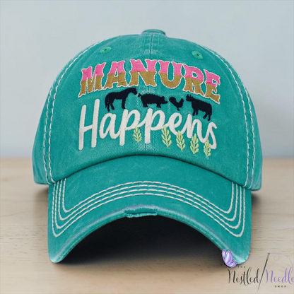 Women’s "Manure Happens" Vintage Style Cap