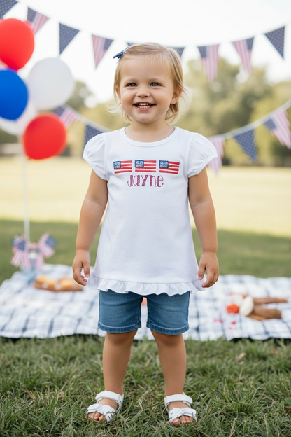 Girl Personalized American Flag Trio
