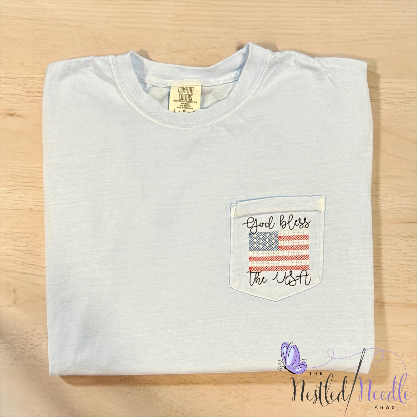 Women's Patriotic American Flag Pocket Tee