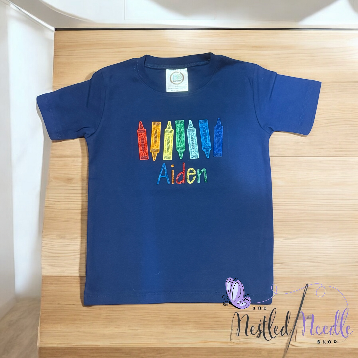 Boy Personalized Row of Crayons Shirt