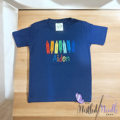 Boy Personalized Row of Crayons Shirt