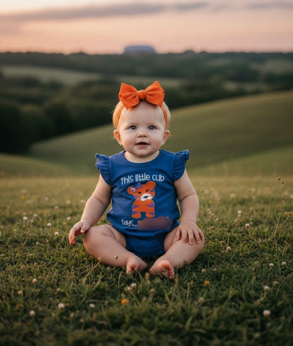 Girl Navy TIGER Appliqué Embroidered Top