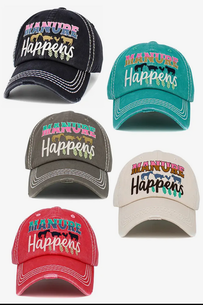 Women’s "Manure Happens" Vintage Style Cap