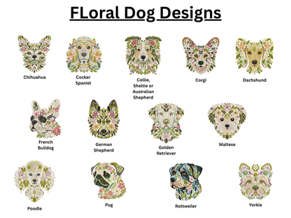 Women's Floral Dog Pocket Tee (Choose BREED!)